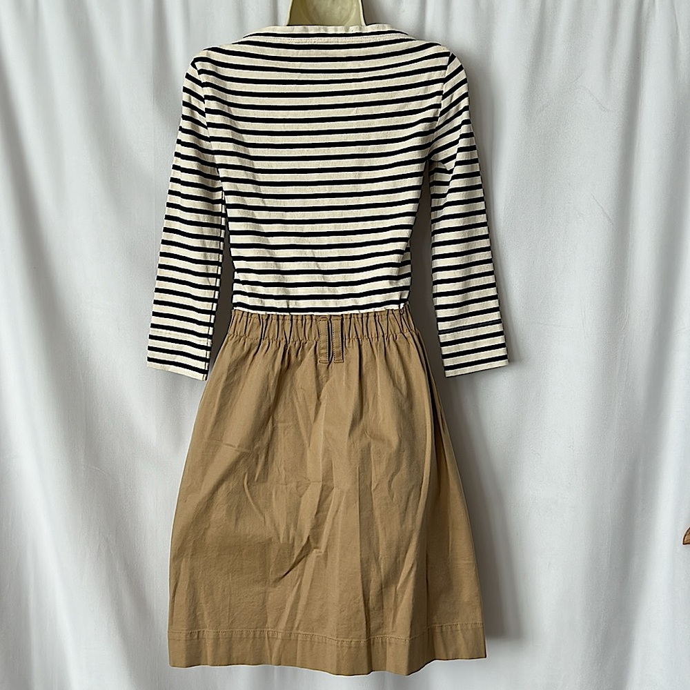 Burberry Brit Authenticated Navy/Khaki Striped Long Sleeve Dress **Sz 2** 🌺🌺 - Picture 2 of 7